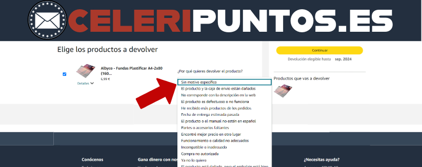 como devolver pedido amazon por celeritas paso 5